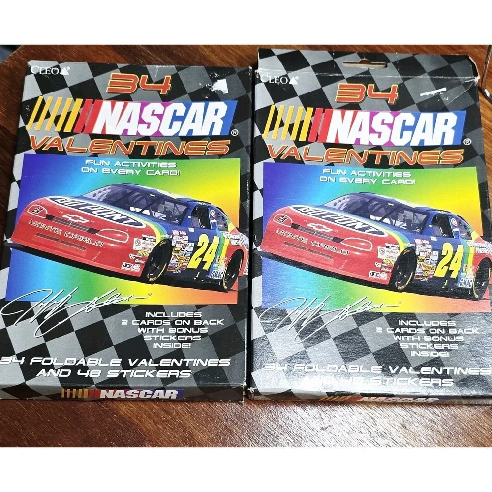 NASCAR Valentine Folded Greeting‎ Cards 34ct w/ Bonus Stickers Vintage 1996